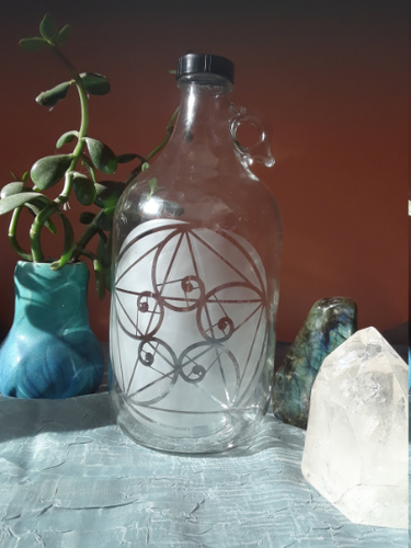 Golden Ratio Spiral Mandala Glass Growler Water Bottle