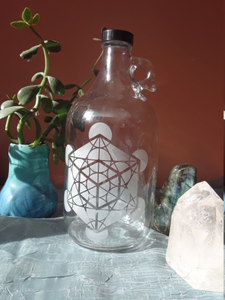 Metatron's Cube Glass Growler Water Bottle