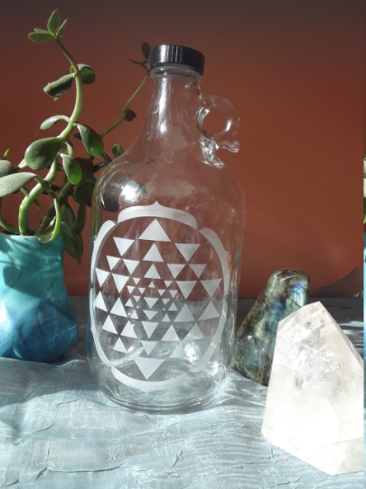 Sri Yantra Glass Growler Water Bottle